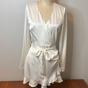 Altar'd State Cream Satin Wrap romper -small